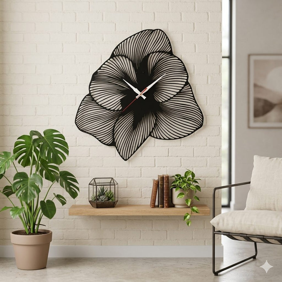 Decorative Steelio metal wall clock mounted on a wall