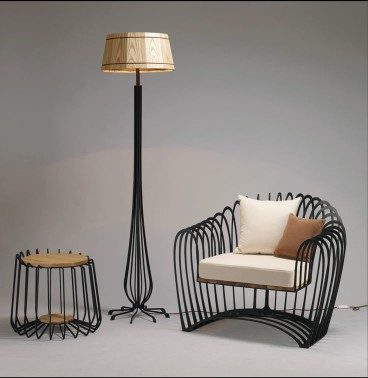Nest Wireframe Lounge Armchair – Black