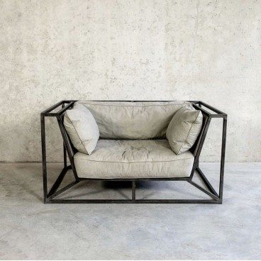 Cube Steel-Frame Lounge Chair – Black & White