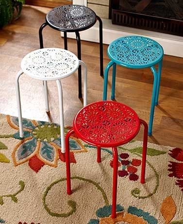 Marrakesh Metal Accent Stools – Set of 3 (Multicolour)