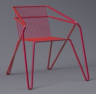 Apex Angular Wire Armchair – Coral Red