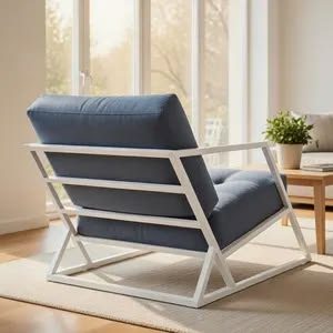 Lloyd Steel-Frame Lounge Chair – Navy & White