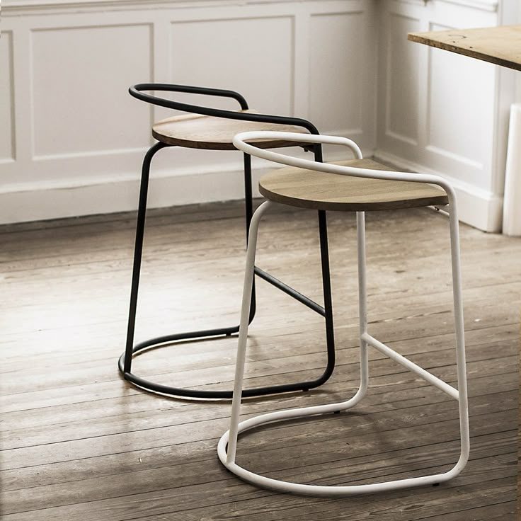 Nordic Wood-Top Counter Stool – Black & White (Set of 2)