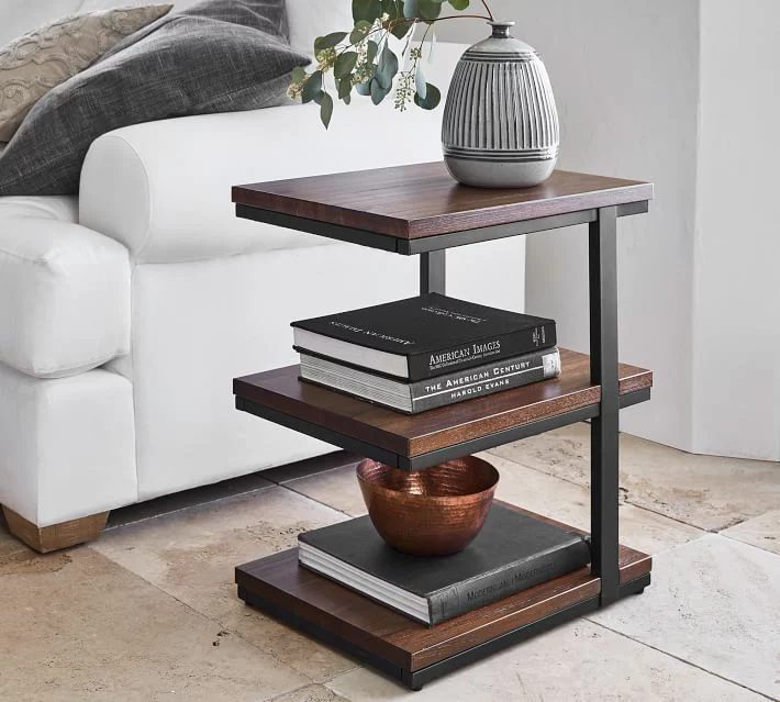 Ladder Wood & Steel Side Table – 3 Tier