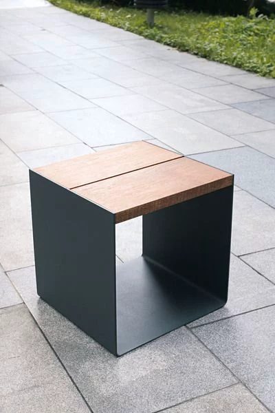 Wood-Block Minimal Side Table – Black