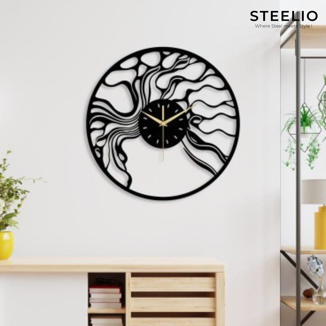 Peacock Swirl Metal Wall Clock