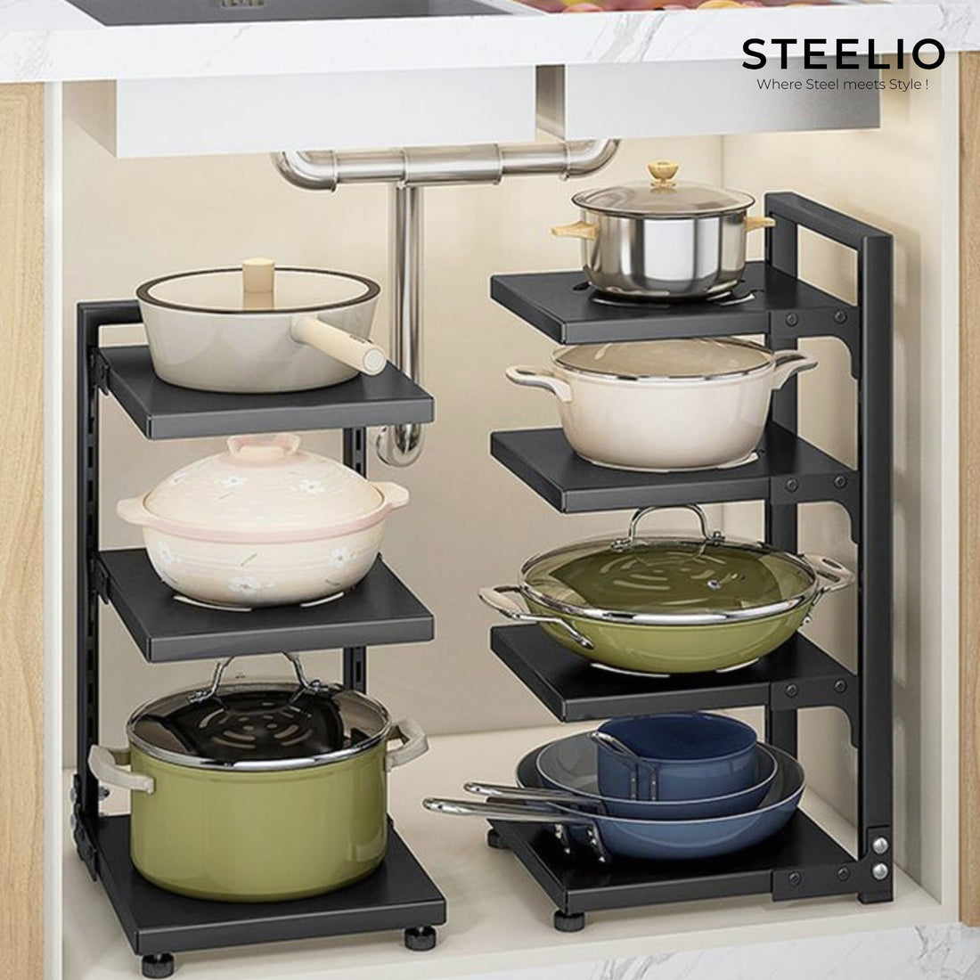 Under-Sink Pot Organizer Rack