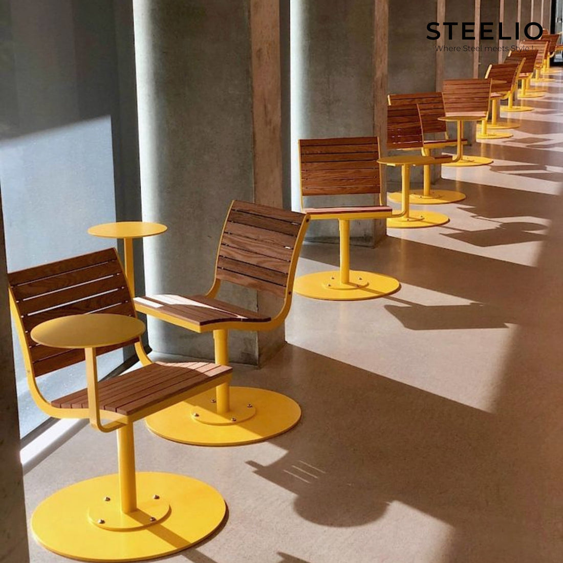 Tulip Base Bar Stool – Mustard Yellow (Set)
