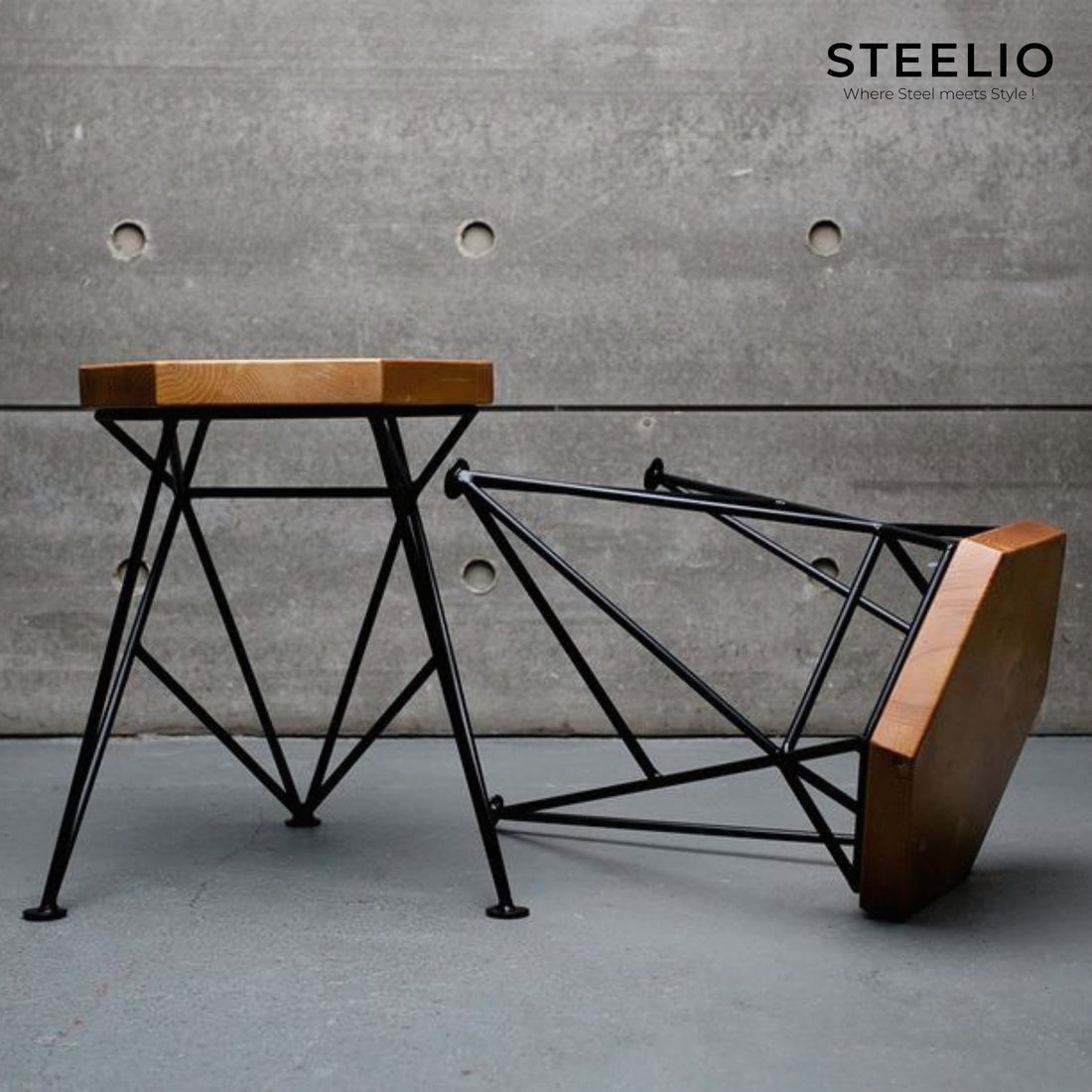 Sculptural Flipped-Stool Side Table