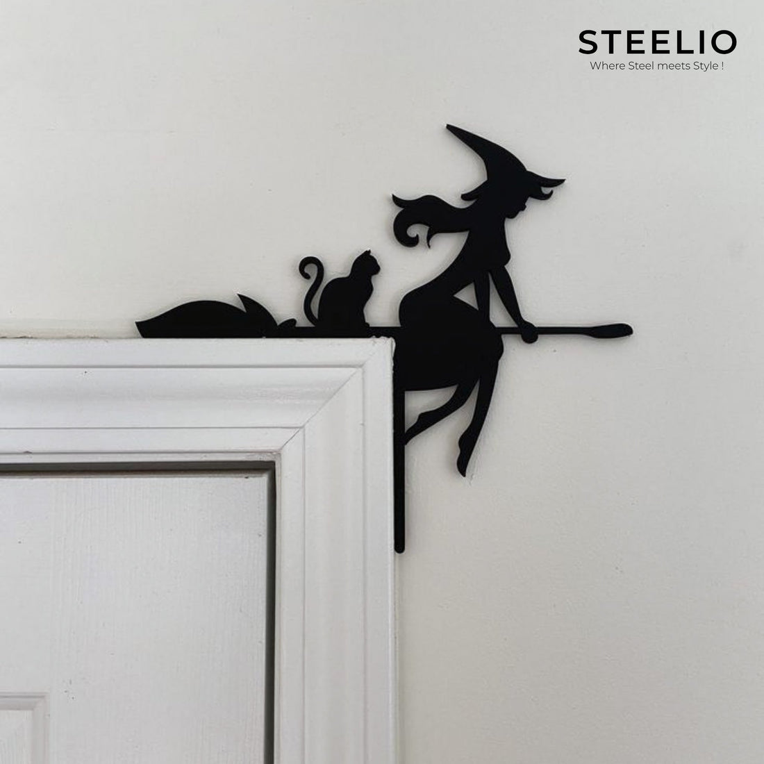 Witch on Broom Door Topper
