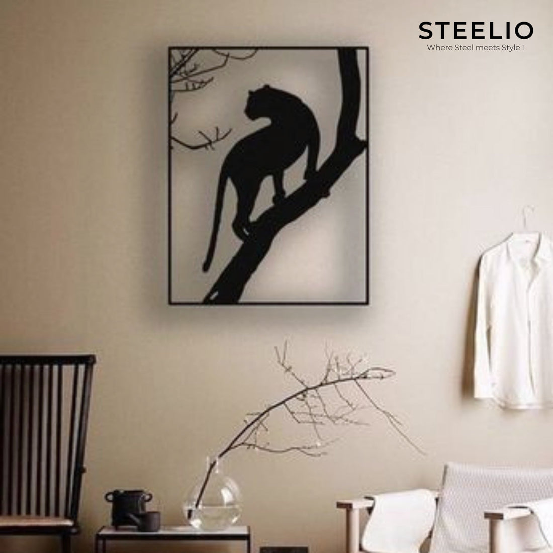 Panther on Branch Framed Wall Art