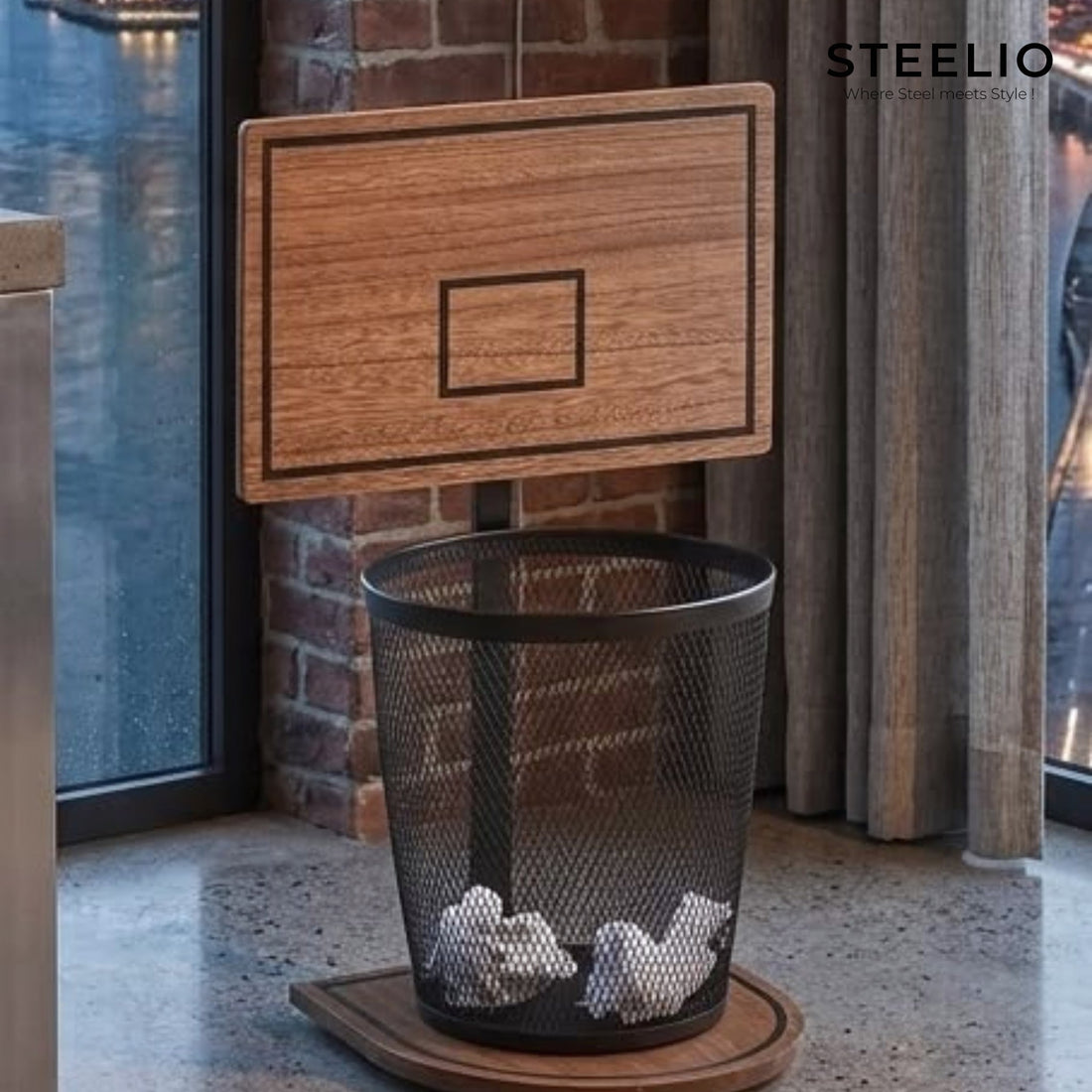 Basketball Hoop Waste-Bin Mount
