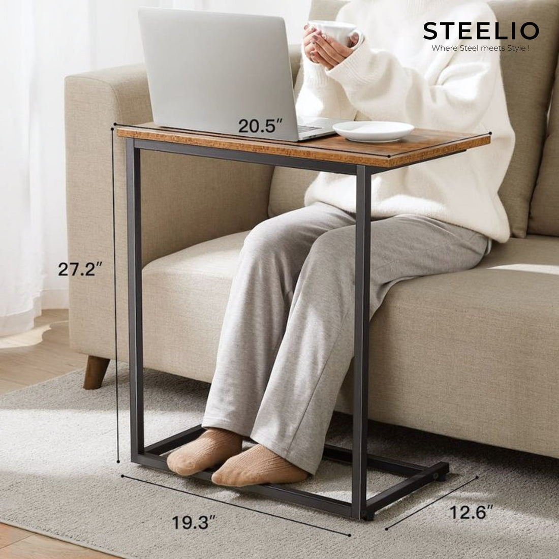 Wood-Top C-Side Table