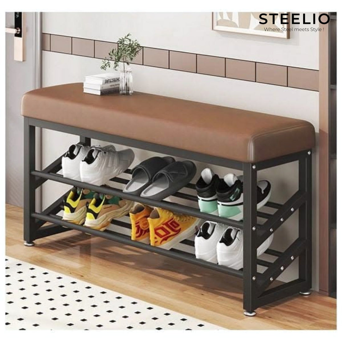 Shoe Bench with Cushion Seat