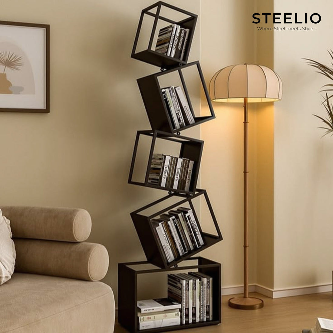 Zigzag Cube Bookshelf Tower
