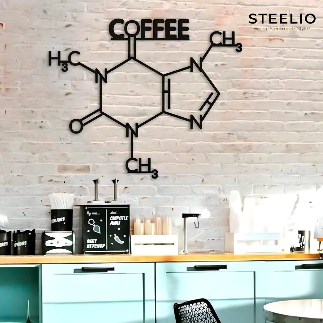 Caffeine Molecule Metal Wall Art