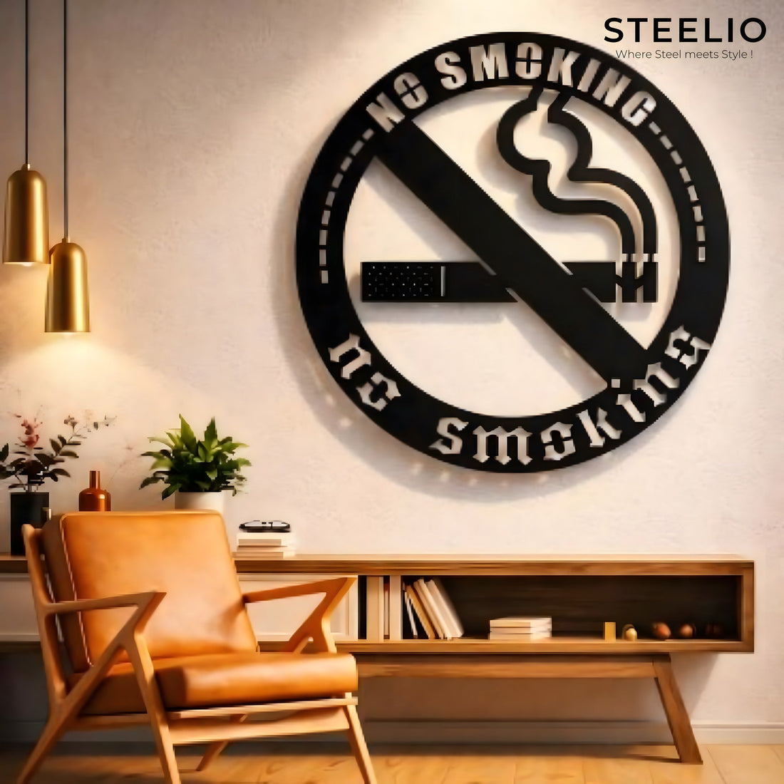 No Smoking Round Metal Sign