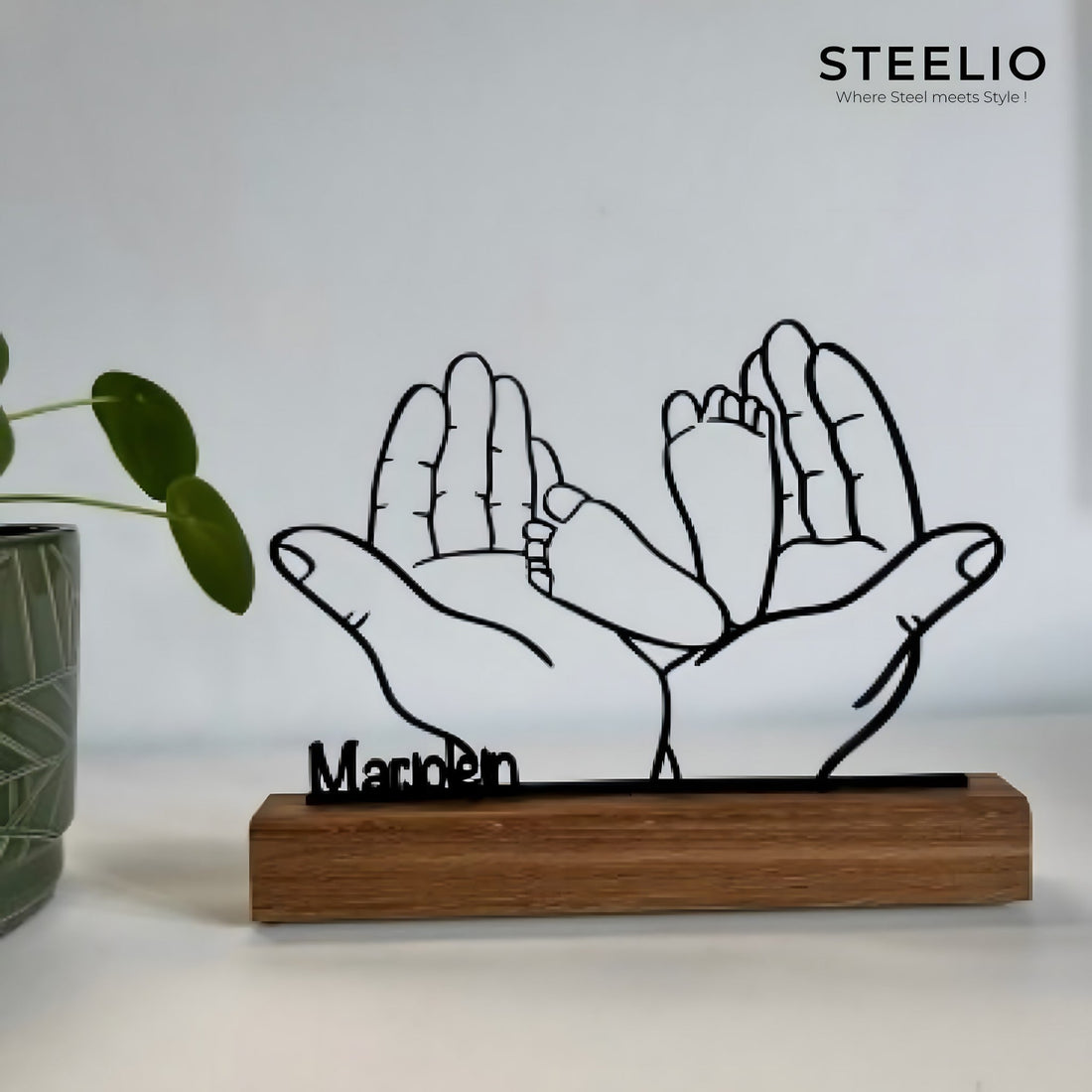 Baby Feet in Hands Personalized Tabletop Art