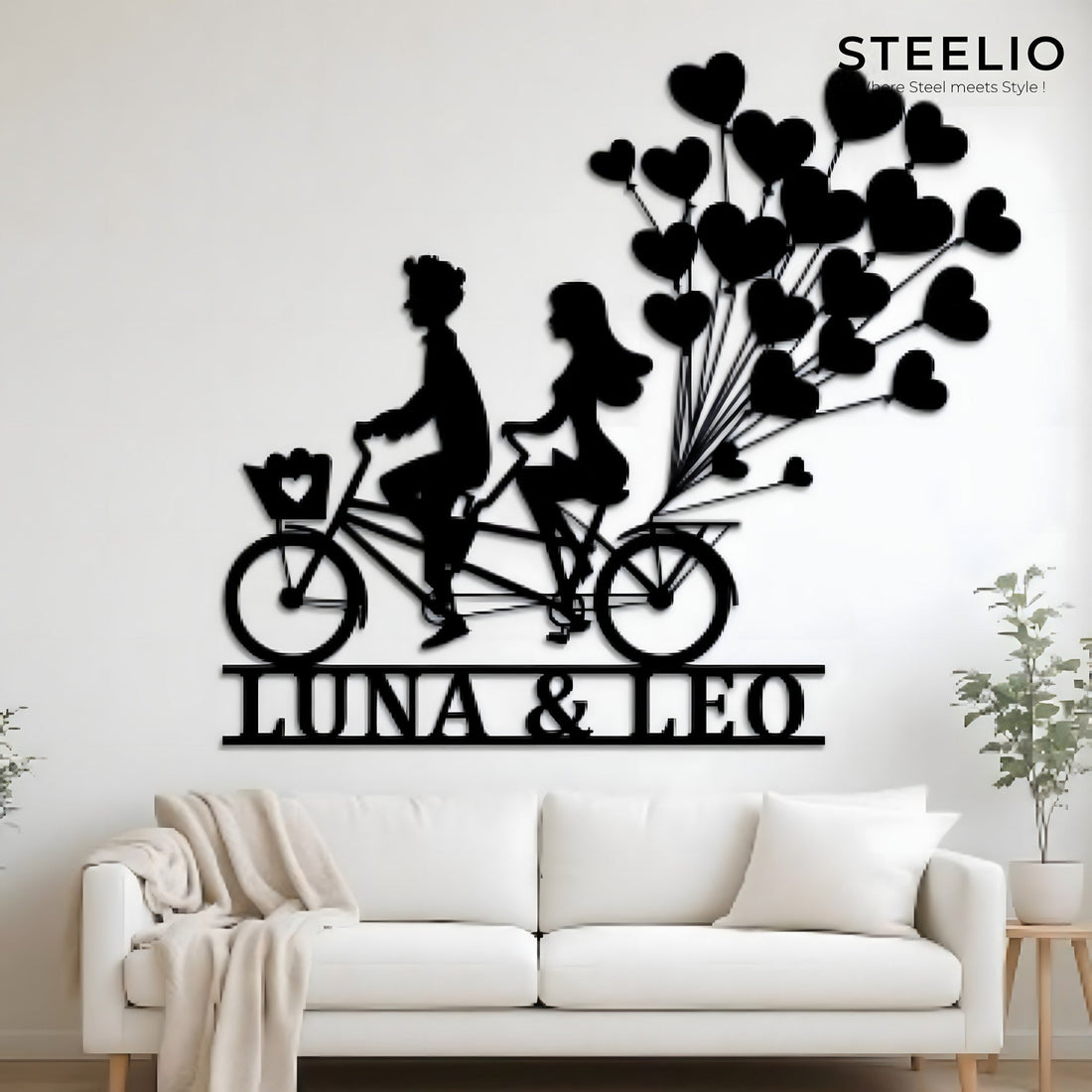 Bicycle Couple Balloon Name Art