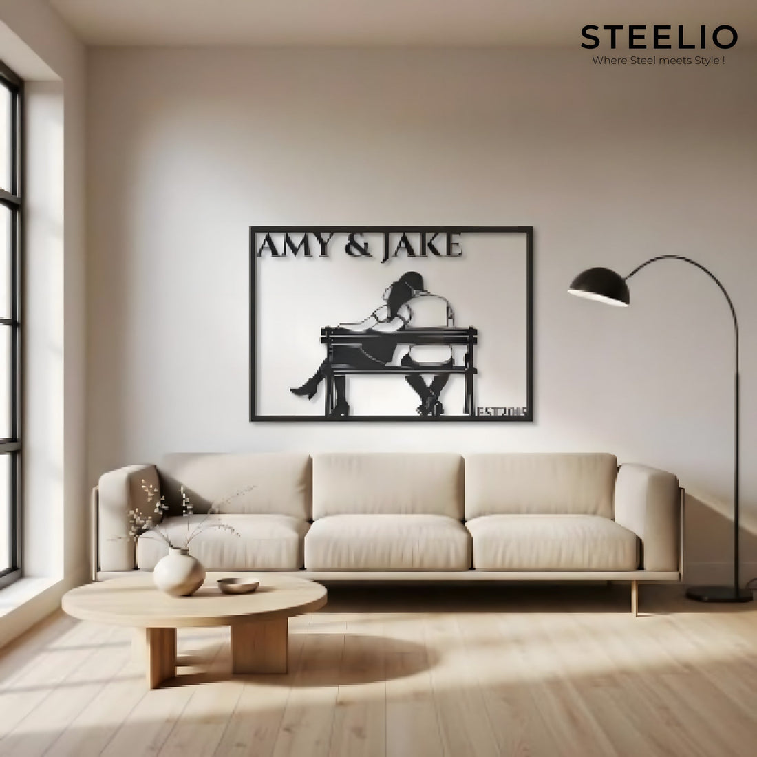 Couple on Bench Name Wall Art