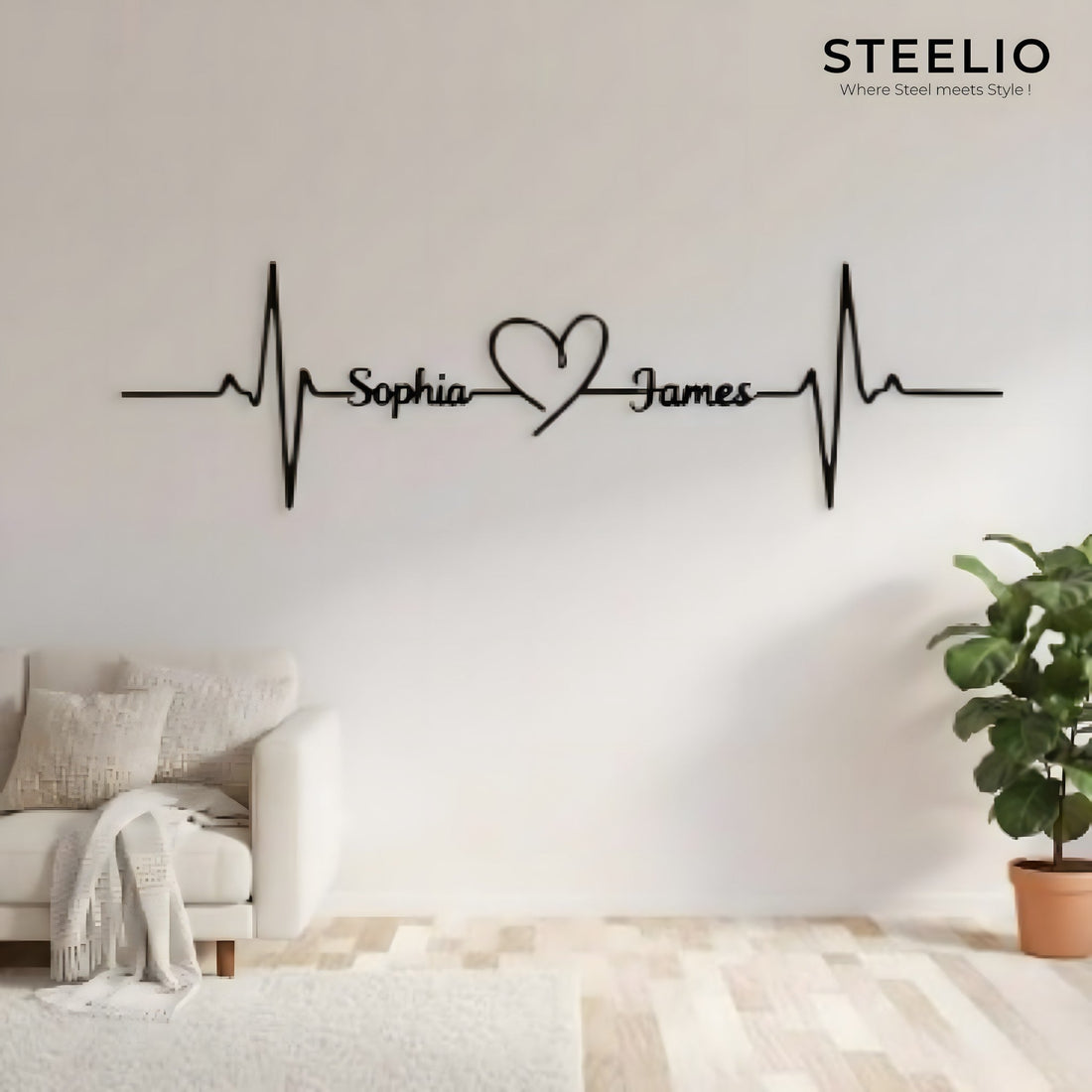 Heartbeat Names Personalised Wall Art