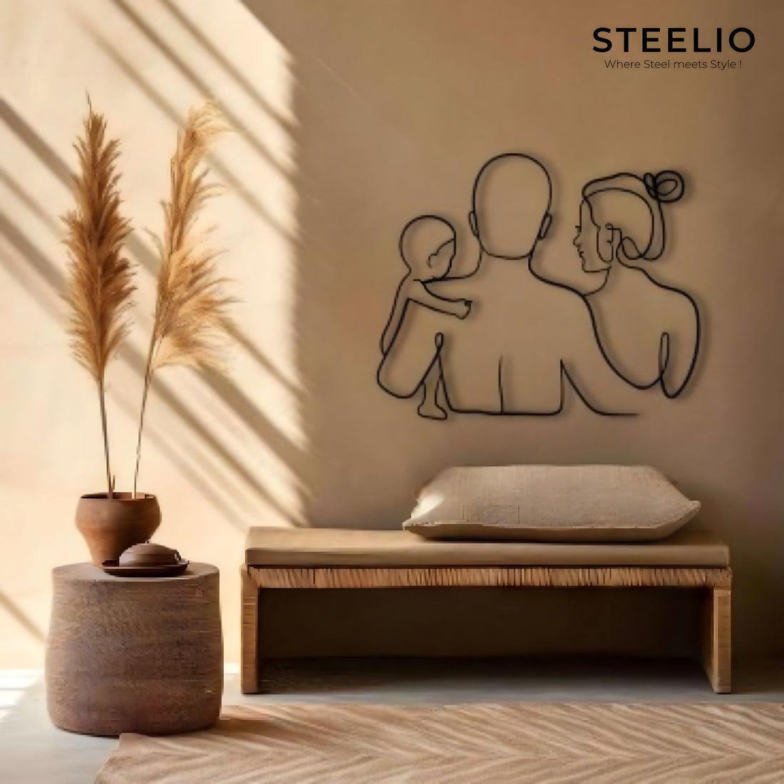 Family One-Line Metal Wall Art