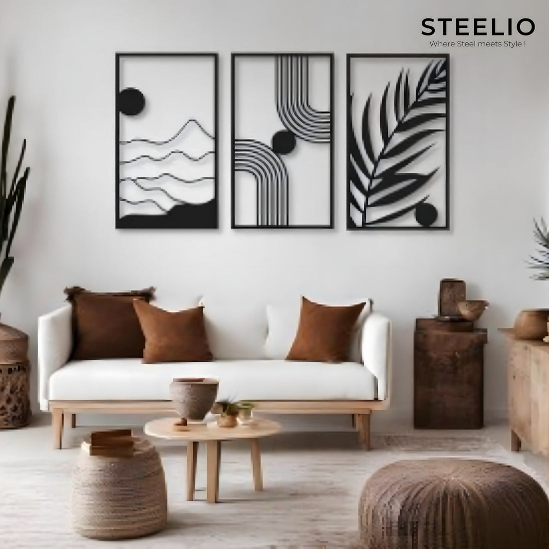 Boho Abstract Metal Wall Art (Set of 3)