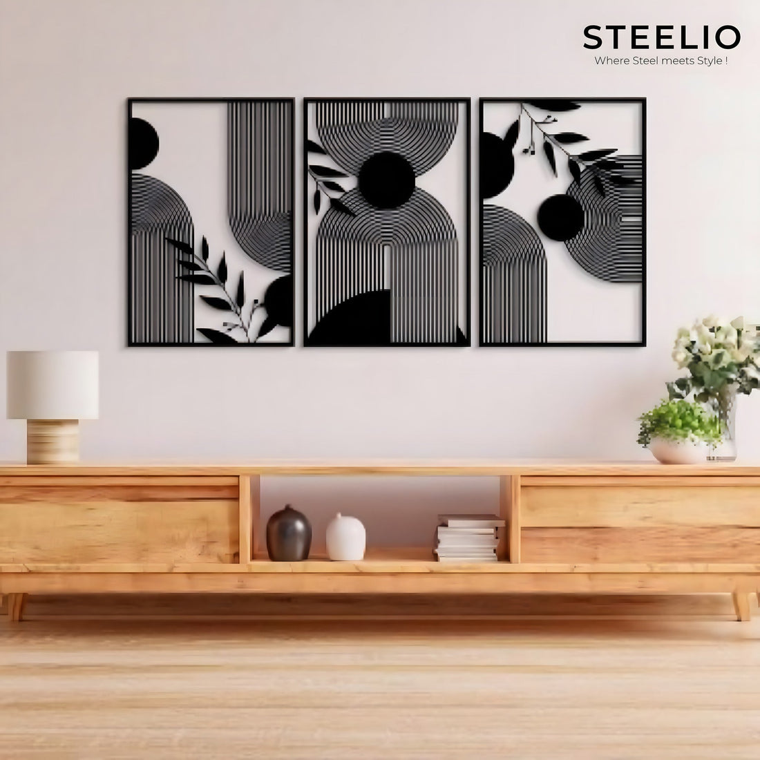 Abstract Geometric Metal Wall Art (Set of 3)