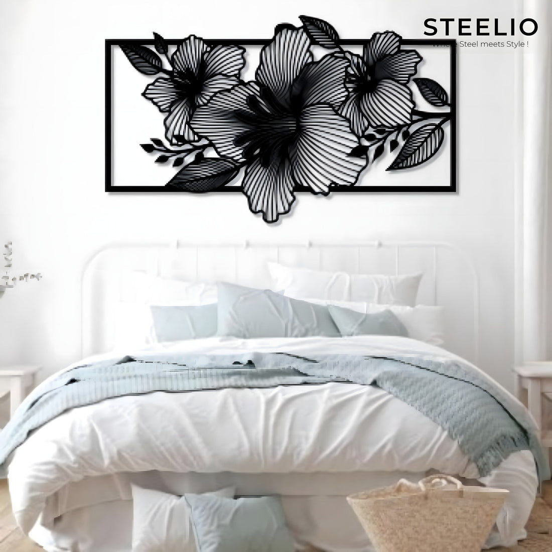 Hibiscus Bloom Panel Metal Wall Art