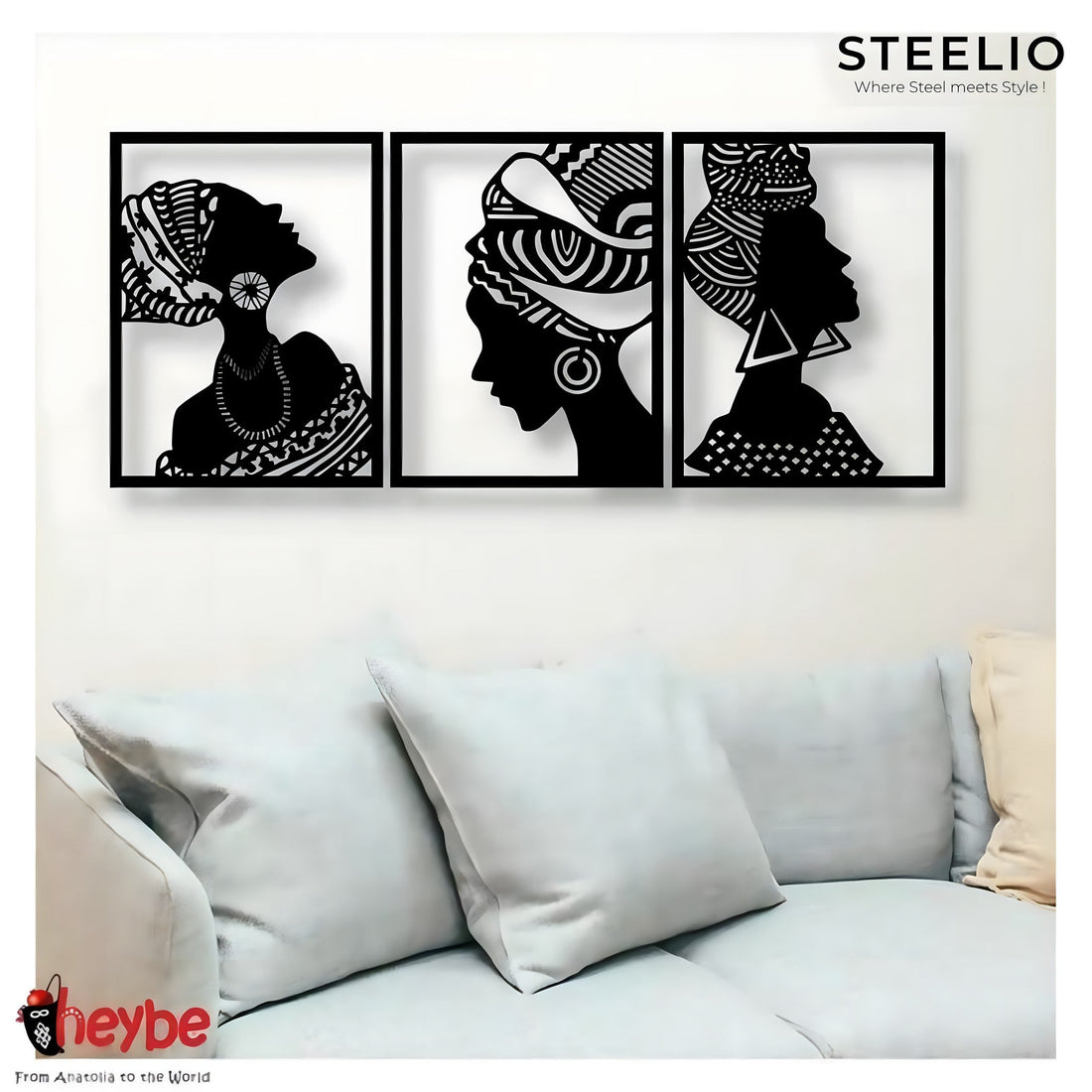 African Women Portraits Metal Wall Art (Set of 3)