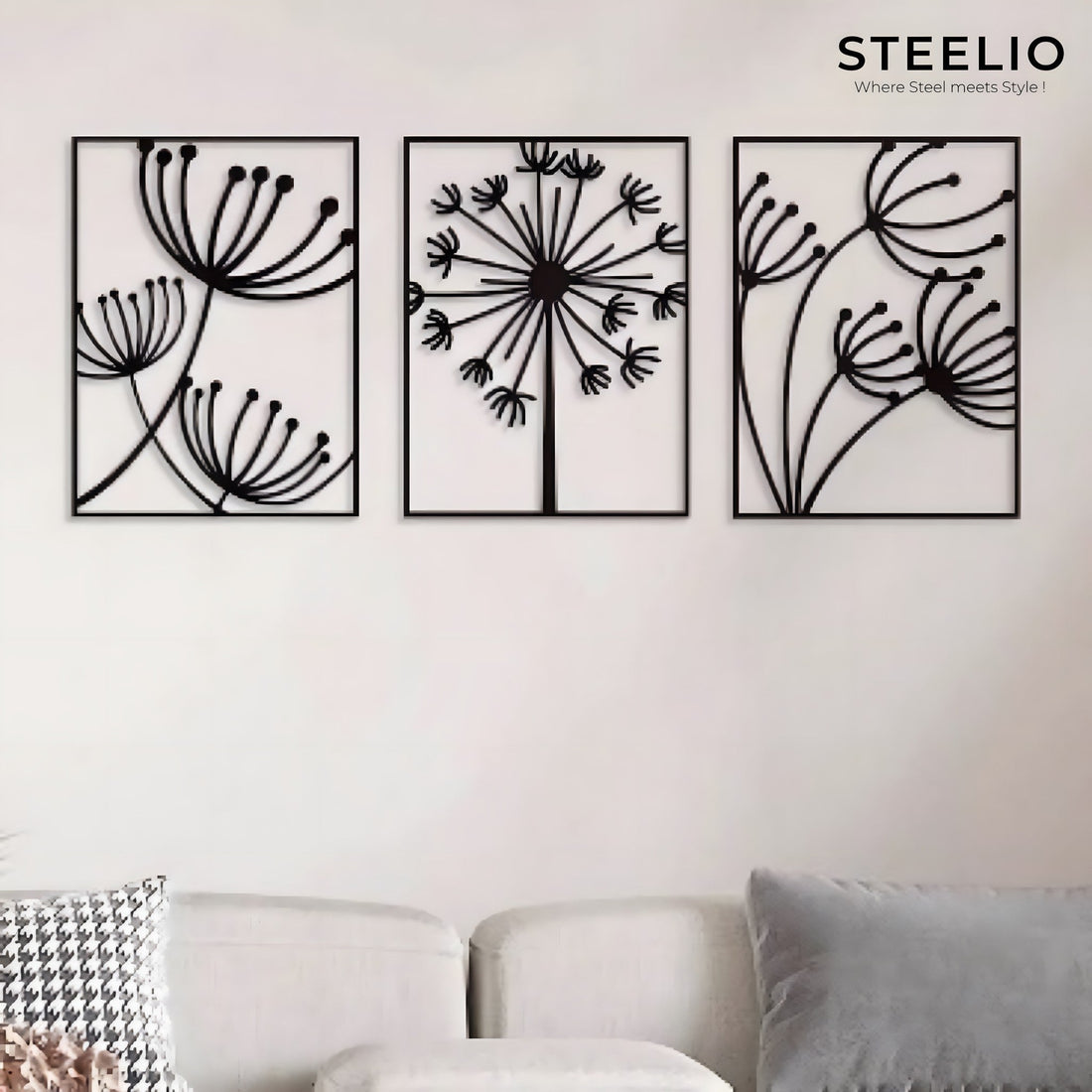 Dandelion Florals Metal Wall Art (Set of 3)