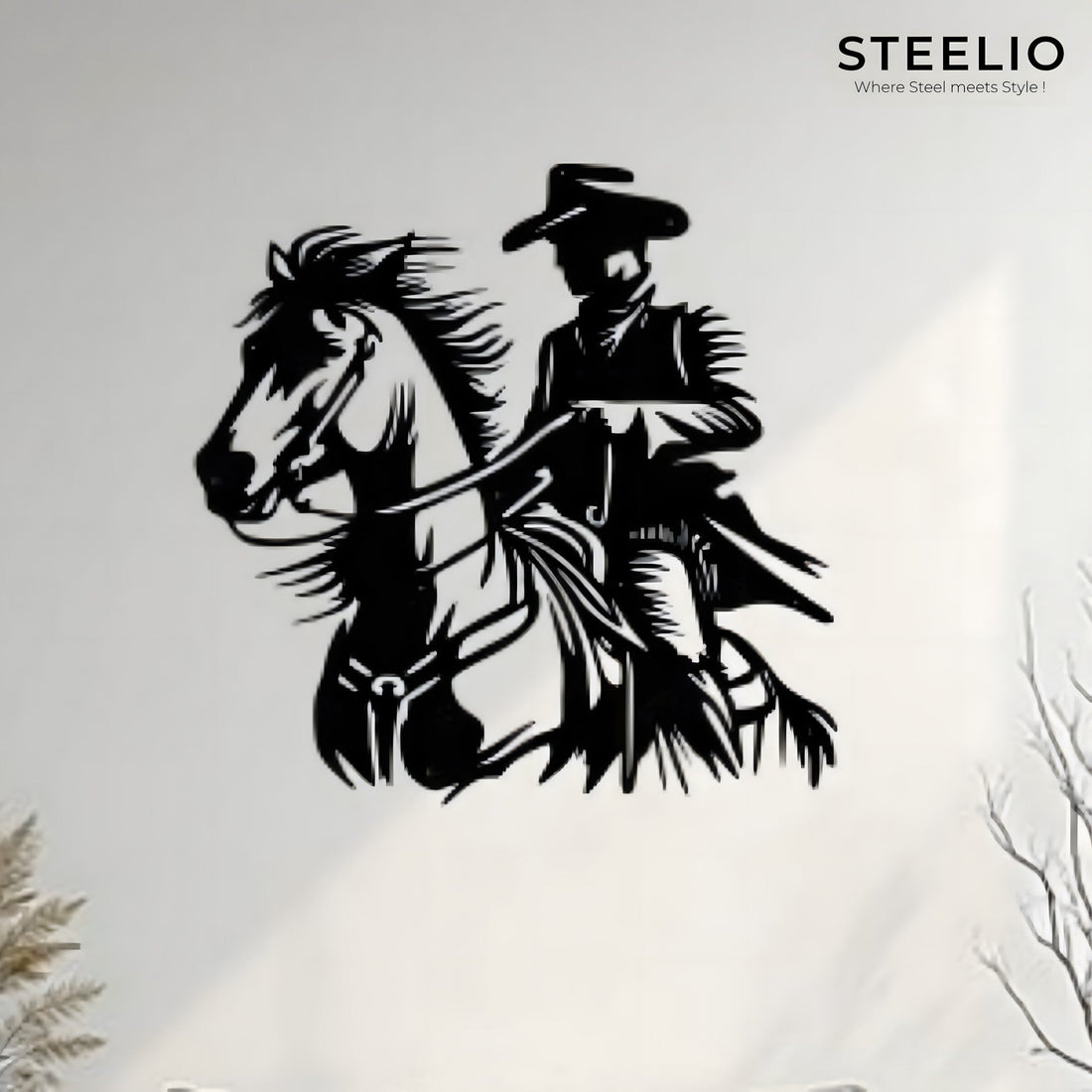 Cowboy on Horse Metal Wall Art