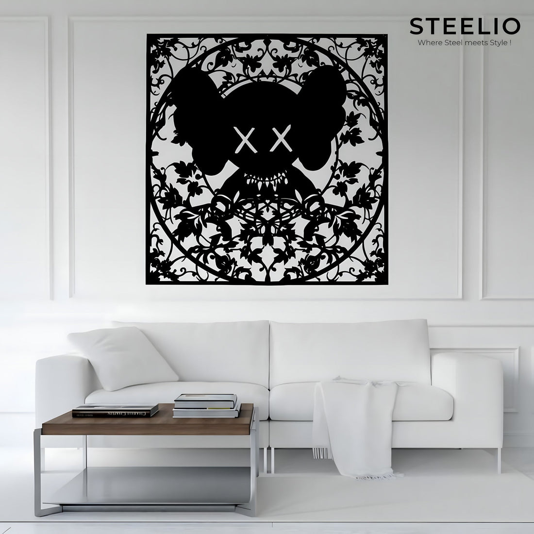 Skull & Vine Wreath Metal Wall Art