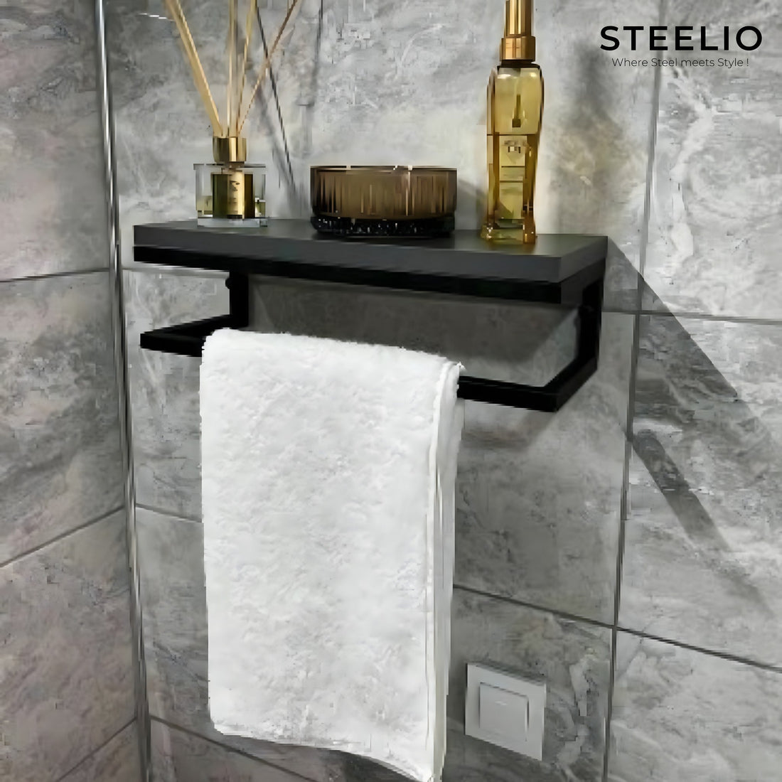 Bathroom Towel Rack with Shelf