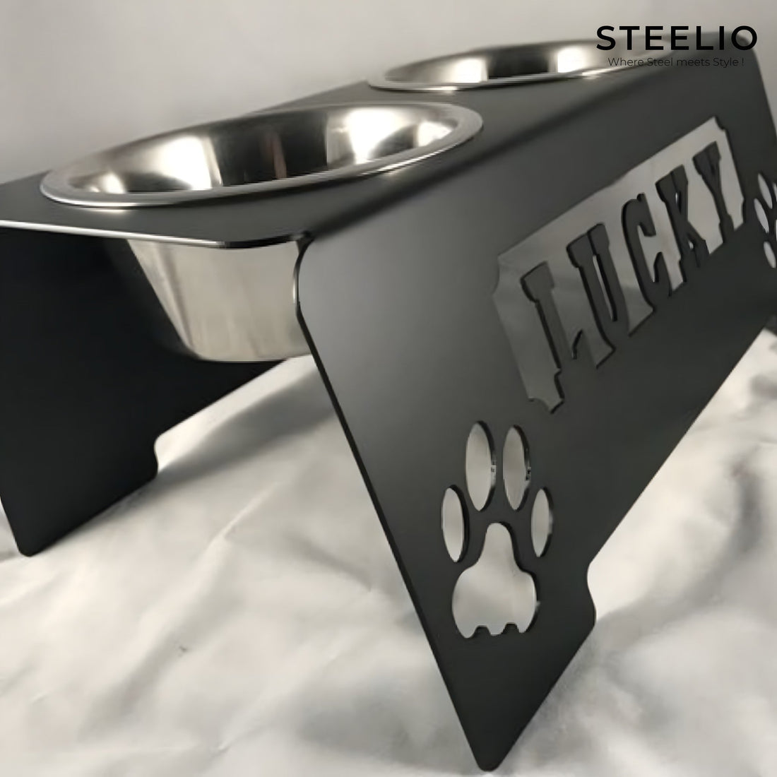 "Lucky" Personalized Pet Feeder Stand