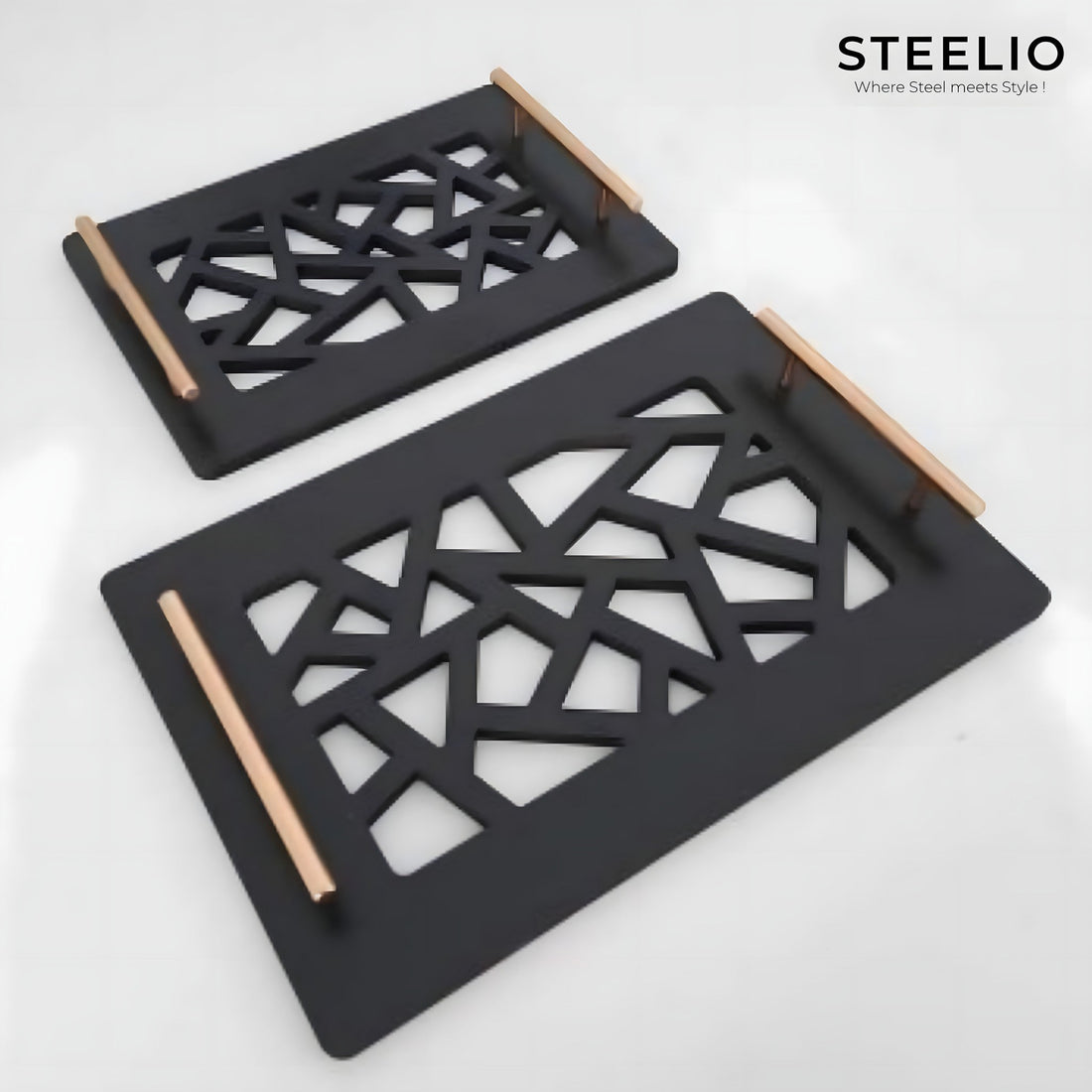 Geometric Cutwork Serving Trays (Set of 2)