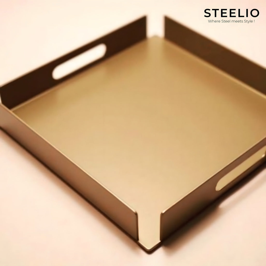 Minimal Metal Serving Tray - Tan