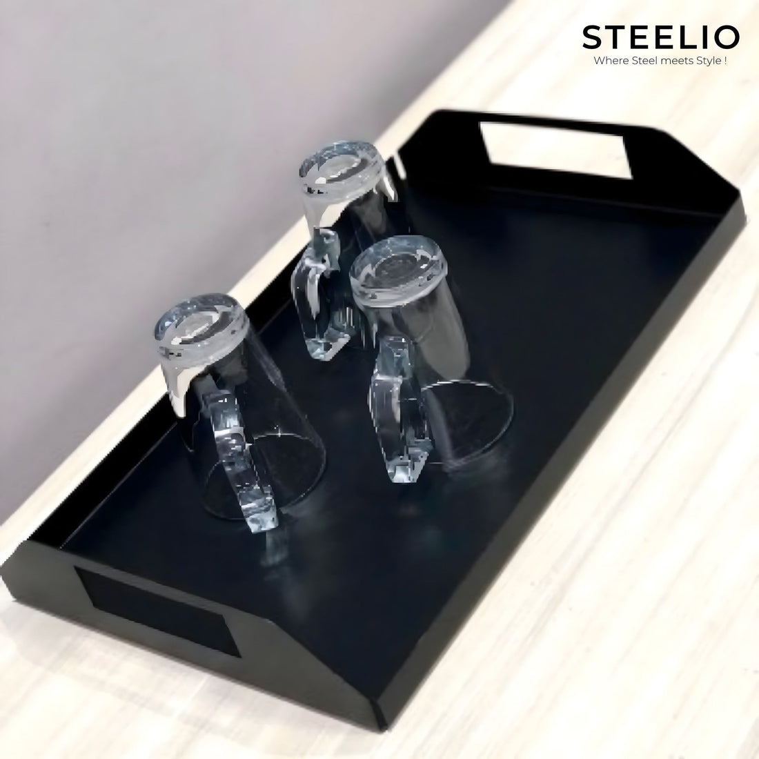 Minimal Metal Serving Tray - Black