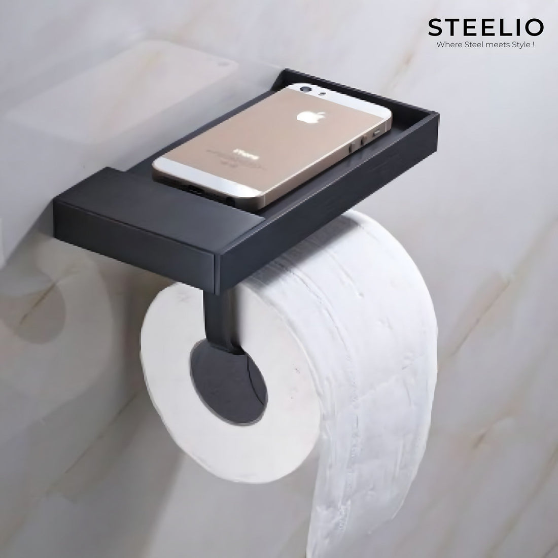 Toilet Paper Holder with Phone Shelf